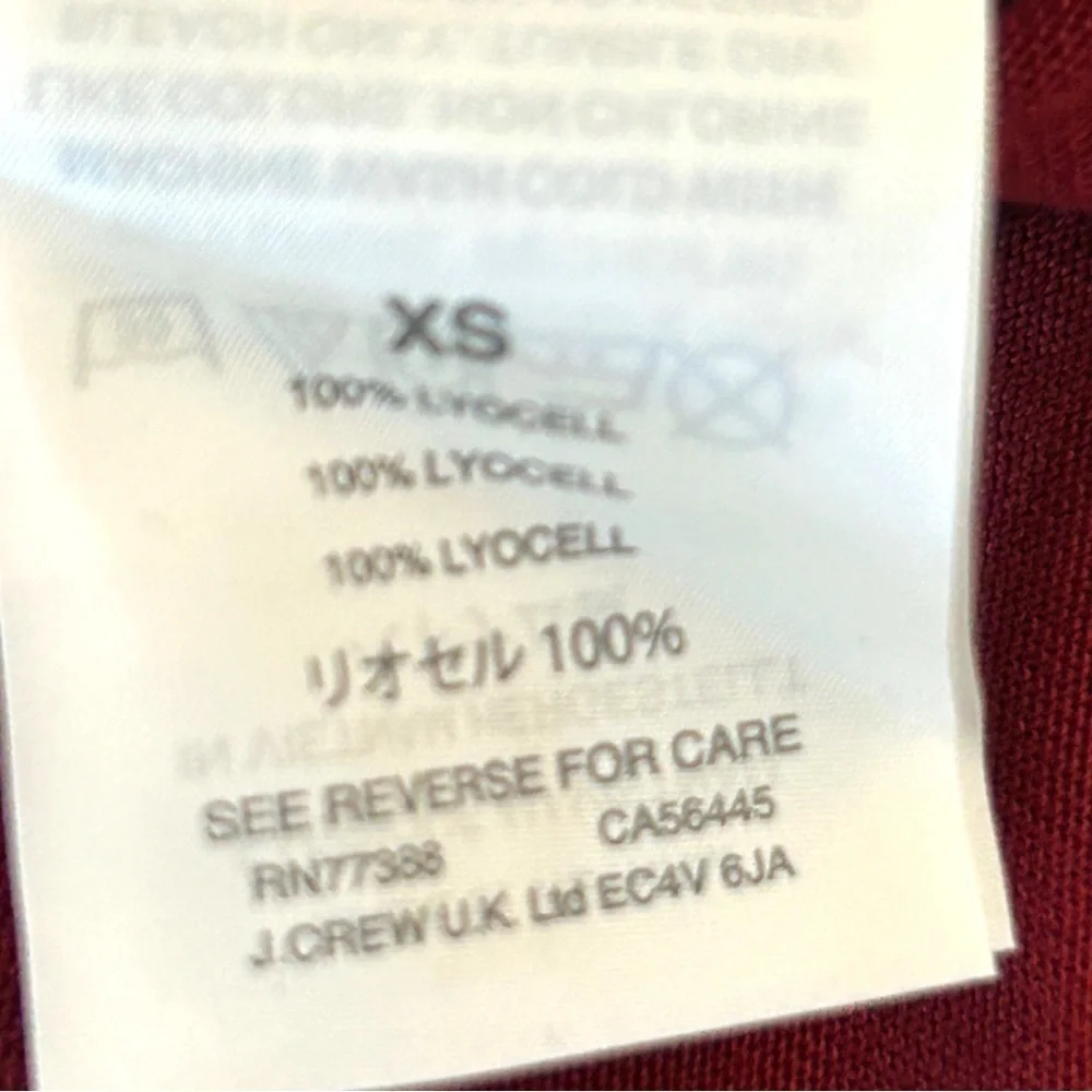 4/$20 J.Crew XS Lyocell Burgundy Tunic Top Side Ruched Drawstring Peplum Hem